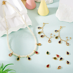 20Pcs 10 Colors 304 Stainless Steel Micro Pave Cubic Zirconia Charms&nbsp;STAS-TA0002-93