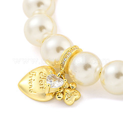 Rack Plating Round Brass & ABS Imitation Pearl Beaded Bracelets&nbsp;BJEW-P322-15G