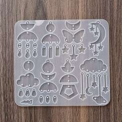 イヤリングペンダント DIY シリコン型  レジン型  UVレジン用  エポキシ樹脂工芸品作り  雲  120x132x4mm  内径：7~41x5~36.5mm  穴：1.8mm&nbsp;X1-DIY-Q033-07A