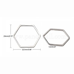 真鍮製フレームコネクター  六角  プラチナ  20x22.5x1mm&nbsp;X-KK-S327-03P