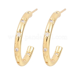 C-Shaped Brass Clear Cubic Zirconia Stud Earrings&nbsp;EJEW-A156-10B-G