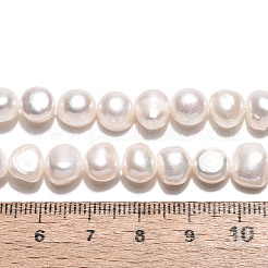 天然養殖淡水パールビーズ連売り  研磨両側  乳白色  7~8.5x7~10x4.5~7mm  穴：0.6mm  約22~23個/連  6.89~7.09インチ（17.5~18cm）&nbsp;PEAR-N027-05B