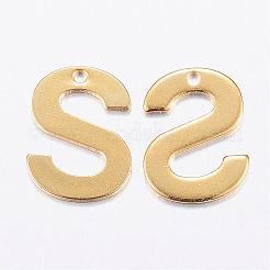 304ステンレススチールチャーム  文字L  イニシャルチャーム  18KGP本金メッキ  文字.s  11x6~12x0.8mm  穴：1mm&nbsp;STAS-P141-S