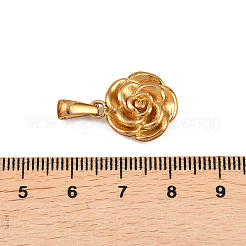 304ステンレススチールペンダント1個  花のチャーム  ゴールドカラー  17.5x15x4.5mm  穴：7.5x3.5mm&nbsp;STAS-FS0001-33D