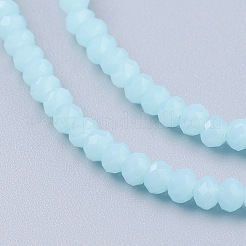 ジェイド風ガラスビーズ連売り  多面カット  ロンデル  淡いターコイズ  2.9~3.3x2~2.5mm  穴：0.5mm  約144~150個/連  35~37cm&nbsp;GLAA-G045-A10