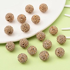 パヴェボールディスコビーズ  樹脂粘土ラインストーンビーズ  グレードA  lt.col.topaz  pp15（2.1~2.2mm）  14mm  穴：1.8mm&nbsp;RB-Q195-14mm-246