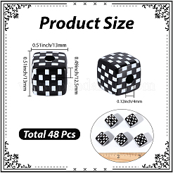 48個の不透明なアクリルヨーロッパビーズ  大穴ビーズ  キューブ  ブラック  13x13x12.5mm  穴：4mm&nbsp;OACR-SC0002-84