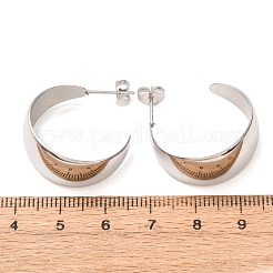 304ステンレススチールスタッドピアス  ハーフフープピアス  ステンレス鋼色  24x11.5mm&nbsp;EJEW-D366-01P