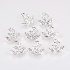 真鍮チャーム  スワン  プラチナメッキ  9x10x1mm  穴：1mm&nbsp;LS-KK-K215-27P