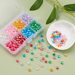 環境に優しい透明アクリルビーズ  多面カット  ラウンド  ABカラー  ミックスカラー  6mm  穴：1mm  約65~70PCS /カラー&nbsp;TACR-YW0001-50
