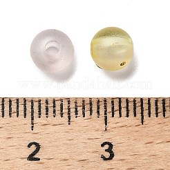 つや消し透明なアクリルビーズ  ラウンド  金箔とグリッター付き  グラデーションカラー  リネン  6x5.5mm  穴：1.8mm  約4455個/450g&nbsp;LS-OACR-F013-12A