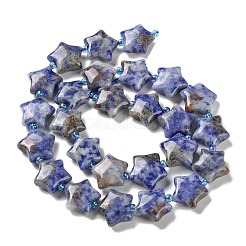 天然ブルースポットジャスパービーズ連売り  シードビーズで  膨らんだ星  14~15.5x15~16x6.5~7mm  穴：1mm  約24~25個/連  15.55''~15.95''（39.5~40.5センチメートル）&nbsp;G-NH0005-002