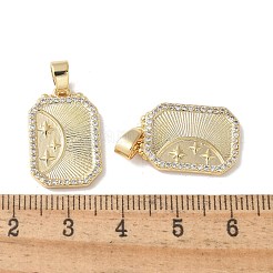 Brass Micro Pave Clear Cubic Zirconia Pendants&nbsp;KK-Q031-27G