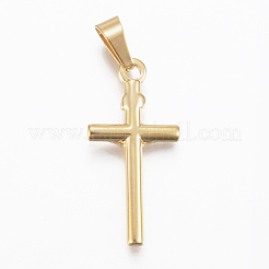 304ステンレスペンダント  クロス  ゴールドカラー  29x14x3mm  穴：8x4mm&nbsp;STAS-H421-05G