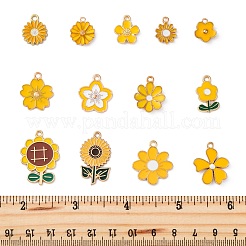26個13スタイルアロイエナメルペンダント  花のチャーム  きいろ  13~27.5x11~20.5x1~3.5mm  穴：1.4~2mm  2個/スタイル&nbsp;ENAM-FP0002-10