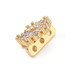 フラワー 真鍮 パヴェ クリア キュービックジルコニア マルチ連 リンク  ゴールドカラー  12x10.5x2.5mm  穴：1.5mm&nbsp;LS-ZIRC-R021-01D-G