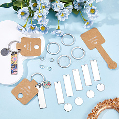DIY Rectangle & Flat Round Blank 201 Stainless Steel Keychain Making Kits&nbsp;DIY-SP0002-26
