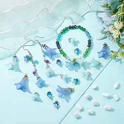 32個 8スタイル 2色 アクリルパーツ  花のチャーム  真鍮と304ステンレススチールの金具付き  ミックスカラー  14~30mm  穴：2.5~3.5mm&nbsp;PALLOY-SW00099