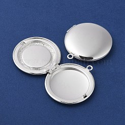 真鍮製ロケットペンダント  ネックレスのためのフォトフレームのチャーム  長持ちメッキ  鉛フリー＆カドミウムフリー  フラットラウンド  銀  35.5x32.5x6mm  穴：2.1mm  内径：20mm&nbsp;KK-K277-08S