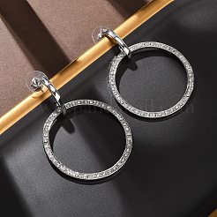 合金とクリスタルのラインストーンのダングルスタッドピアス  プラチナ  リング  63x44mm&nbsp;EJEW-G467-01P-01