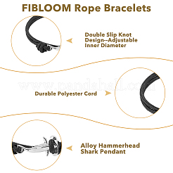 6Pcs 6 Colors Survival Polyester Cord Bracelets Set with Alloy Shark Shape Clasps&nbsp;BJEW-FI0001-72