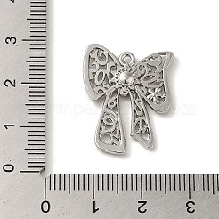 ラックメッキ合金ペンダント  カドミウムフリー＆ニッケルフリー＆鉛フリー  蝶結び  プラチナ  24.5x19x2.5mm  穴：1.4mm&nbsp;PALLOY-P304-10P