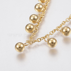 304ステンレススチールアンクレット  ラウンド  ゴールドカラー  9インチ（230mm）&nbsp;LS-AJEW-G016-02G