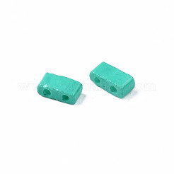 2穴ベーキングペイントガラスシードビーズ  長方形  ライトシーグリーン  4.5~5.5x2x2~2.5mm  穴：0.5~0.8mm&nbsp;SEED-S023-17B-05