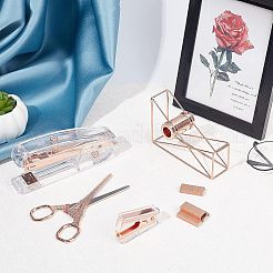 オフィスツールセット  アイアンオフィスホッチキス＆クローステープルリムーバー＆テープディスペンサーを含む  ステンレスはさみと真鍮24/6つの標準ステープル  ローズゴールド  8個/箱&nbsp;AJEW-NB0002-13