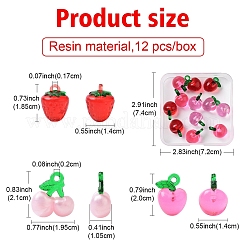 12Pcs 3 Colors Transparent Resin & Acrylic 3D Fruit Pendants&nbsp;FIND-YW0006-01