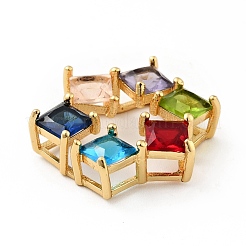 Rack Plating Brass Micro Pave Colorful Cubic Zirconia Slide Charms&nbsp;ZIRC-F129-51G