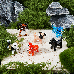 6個 6色 手作りランプワーク 子犬 ホームディスプレイ装飾  3D漫画の犬  ミックスカラー  16~25x9.5~19x17~23mm  1個/スタイル&nbsp;LAMP-HS0001-34
