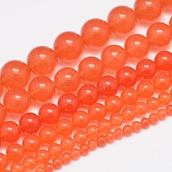 天然石&染め加工マレーシアジェイドビーズ連売り  ラウンド  トマト  6mm  穴：0.8mm  約64個/連  15インチ&nbsp;G-A146-6mm-A07