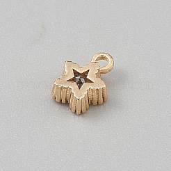真鍮製マイクロパヴェキュービックジルコニアチャーム  スター  ゴールドカラー  7.5x6x3mm  穴：1.2mm&nbsp;KK-CJC0006-06A-G