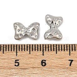 真鍮ビーズ  蝶結び  プラチナメッキ  7x10x4mm  穴：1.2mm&nbsp;KK-D375-09P
