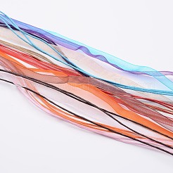 ジュエリー作りのネックレスコード  オーガンジーリボン＆ワックスドコットンコード＆アイアンクラスプ  ミックスカラー  430x6mm&nbsp;FIND-R001-M