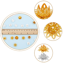 60Pcs 10 Style 3D Brass Bead Caps&nbsp;KK-FH0006-47