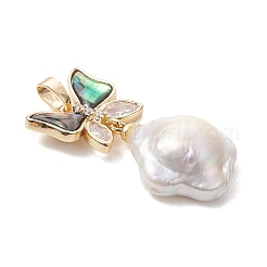 Natural Keishi Pearl with Paua Shell Pendants&nbsp;PALLOY-JF05249