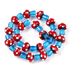 手作りランプワークビーズ連売り  キノコ  レッド  15~16.5x11.5~13mm  穴：2mm  約20個/連  12.60~12.99インチ（32~33cm）&nbsp;LAMP-N024-09D