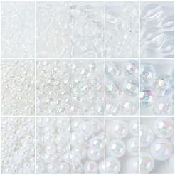 混合スタイルのアクリルビーズ  ラウンド  透明  4~12mm  穴：1~2.5mm&nbsp;OACR-CJ0002-02