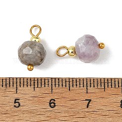 天然モルガナイトペンダント  真鍮のループを有します  ファセットラウンドチャーム  ゴールドカラー  14~14.5x8mm  穴：2~2.3mm&nbsp;PALLOY-JF05980