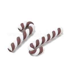 クリスマスの手作りポリマー粘土ビーズ  キャンディー棒  穴がない  キャメル  20~25x8.5~9.5x3mm&nbsp;CLAY-P005-03A-04