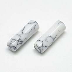 合成ターコイズビーズ  穴なし/ドリルなし  コラム  ホワイト  8x2mm&nbsp;X-TURQ-S290-03A-03