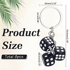 8Pcs Dice Resin Keychains&nbsp;KEYC-ME0001-03B