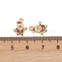 真鍮製マイクロパヴェキュービックジルコニアチャーム  エナメル  ゴールドカラー  サンタクロース  12.5x9.5x1.5mm  穴：1.2mm&nbsp;LS-KK-Z129-01G-05