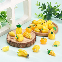 30Pcs 10 Styles Fruit/Vegatable Theme Opaque Resin Pendants&nbsp;AJEW-TA0005-77