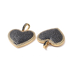 Heart Brass Micro Pave Cubic Zirconia Pendants&nbsp;KK-G435-04G-03