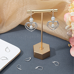 スターリングシルバーのレバーバックフープピアス4組925個  水平ループ付き  銀  16.5x10x2mm  穴：1mm  ピン：0.8mm&nbsp;STER-BBC0001-82