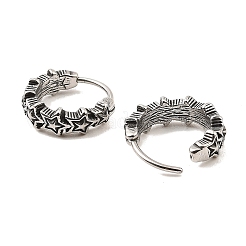 316サージカルステンレスフープピアス  アンティークシルバー  14.5x15x4.5mm&nbsp;LS-EJEW-D096-05D-AS