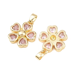 真鍮製マイクロパヴェキュービックジルコニアペンダント  花  18KGP本金メッキ  16.5x15x4mm  穴：5x3mm&nbsp;KK-C248-08G